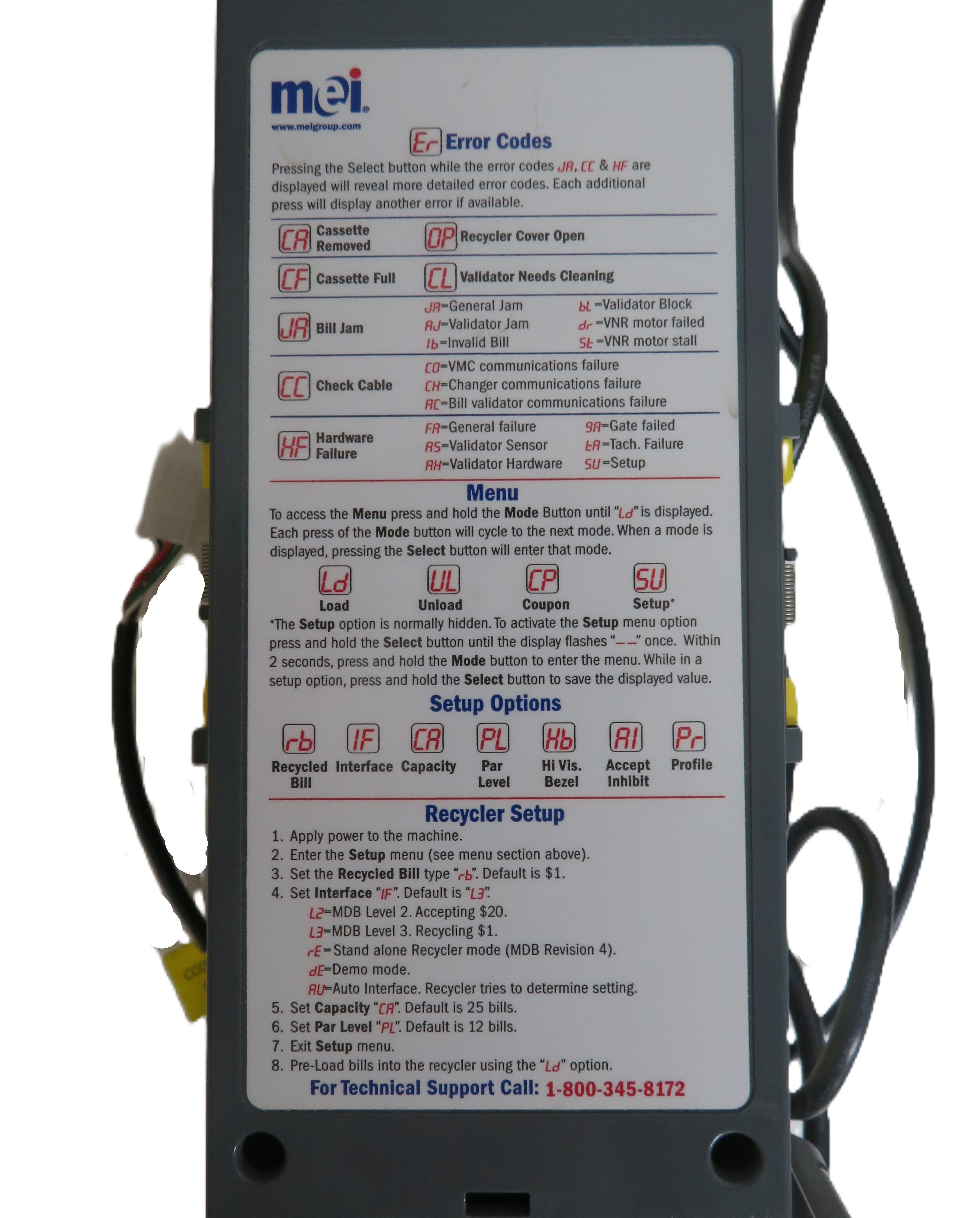 thumbnail image 2 of MEI MARS CPI VN2502 U3 $1 $5 Bill Validator Acceptor With MDB 24v Harness - Refurbished 2 of 3