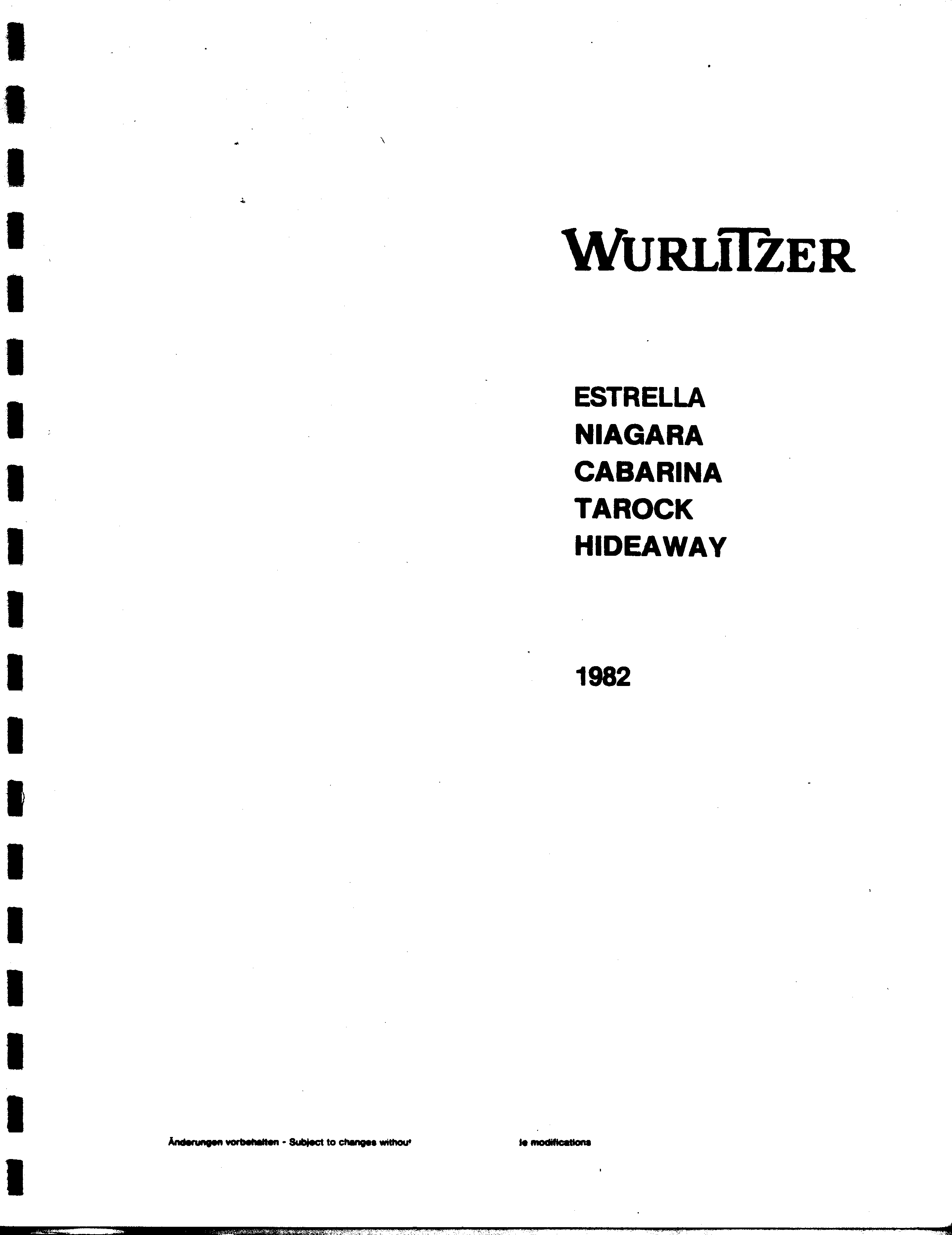 German Wurlitzer 1982  Manual 