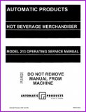 Automatic Products 213 Hot Beverage Merchandiser Manual
