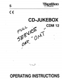 Wurlitzer CDM 12 CD-Jukebox OMT Operating Instructions (70 Pages)