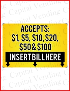 "Accepts $1-$100" Mars AE 28xx Series Validator Label