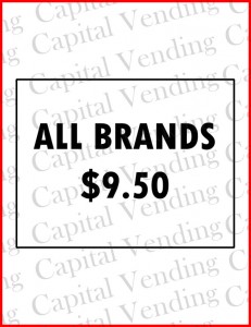 Price Labels for Cigarette Vendors "ALL BRANDS $?.??" Available in $0.25 Increments - 3.5" x 5"