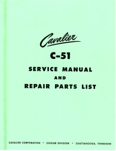 Cavalier C-51 Service Manual and Parts List (20 Pages)