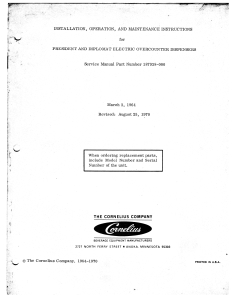 Cornelius President and Diplomat Dispensers Operation Manual (12 Pages)