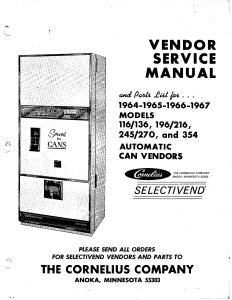 Cornelius Vendor Service Manual and Parts List (55 pages)