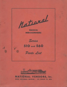 National Vendors Series 510 and 600 Parts List (37 Pages)