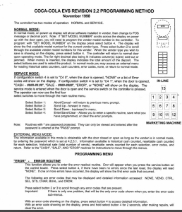 COCA-COLA DN SIIID EVS Revision 2.2 Electronic Venders - 20 Pages
