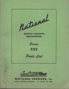 National Vendors Series 222 Parts List (37 Pages)