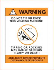 "Warning Do Not Tip Or Rock" Decal