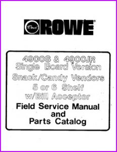 Rowe 4900S & 4900JR Single Board 5 or 6 Shelf Field Service Manual 59 Pages