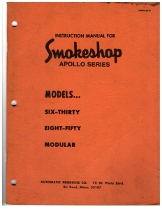 Smokeshop Apollo Series Models Six-Thirty, Eight-Fifty Modular Manual (45 Pages)