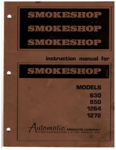 Smokeshop Instruction Manual For Models 630 850 1264 1272 BROWN (37 Pages)