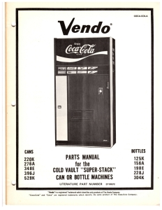 Vendo Cold Vault Auto Stack Bottle Can Cooler Parts Manual (40 Pages)