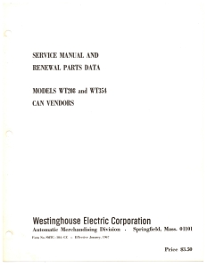Westinghouse Models WT208 and WT354 Can Vendors Service Manual (67 Pages)