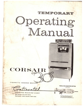 Continental Corsair Cigarette Vending Machine Operating Manual