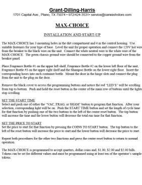 Dilling Harris Max-Choice manual  9 pages