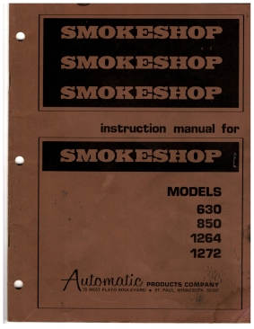 Smokeshop Instruction Manual For Models 630 850 1264 1272 BROWN (37 Pages)